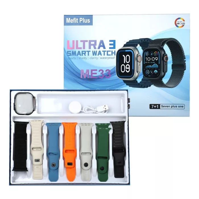 ساعت هوشمند ۴۹ میلیمتری مفیت پلاس مدل SEVEN PLUS ONE 7+1 با ۷ بند سیلیکونی