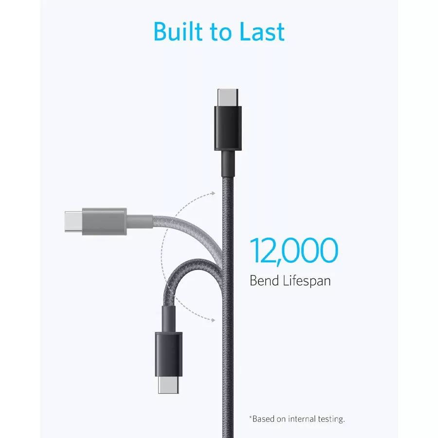 کابل تبدیل USB-C به USB-C انکر مدل Nylon A8752 طول یک متر