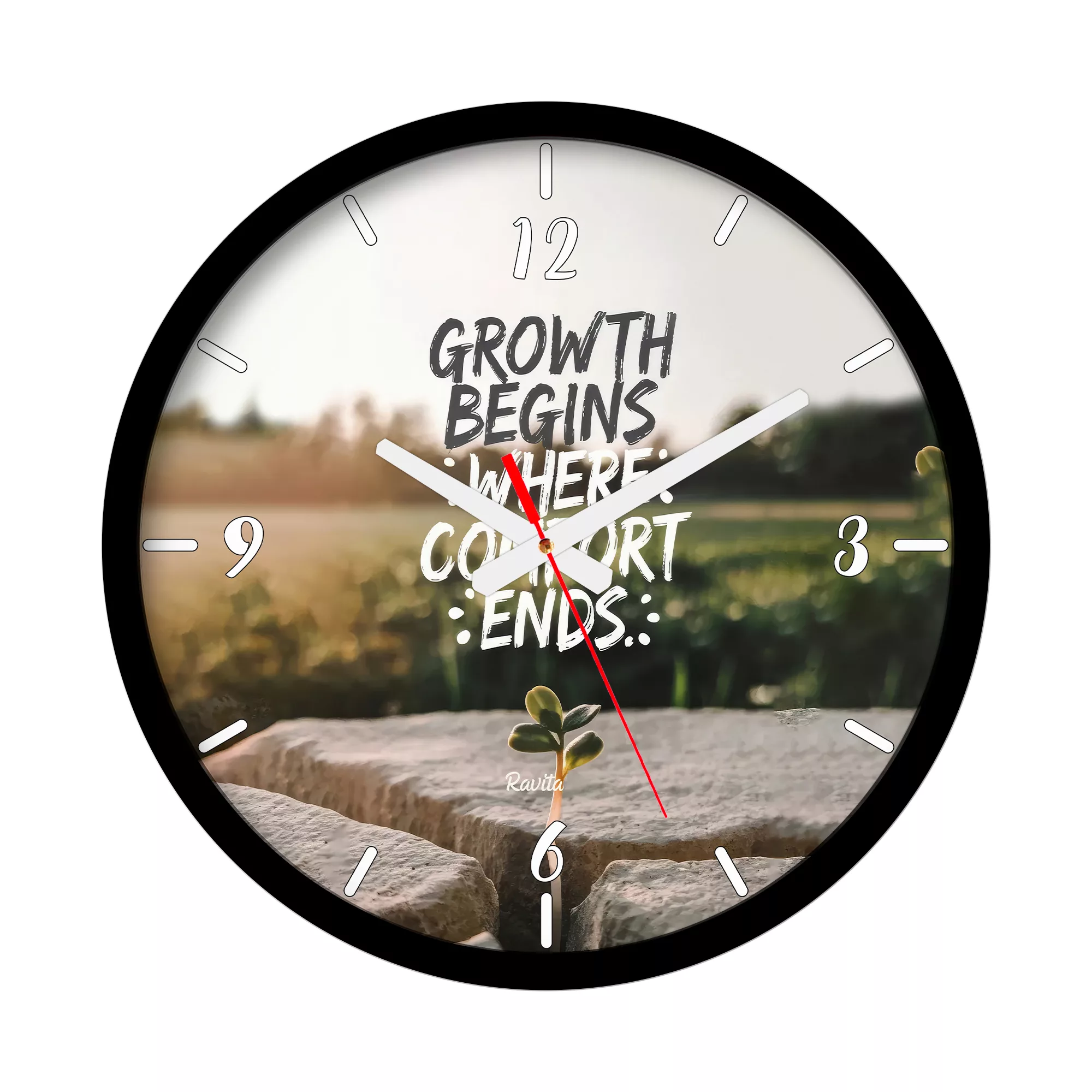 ساعت دیواری کوارتز راویتا مدل جملات انگیزشی کد 3691