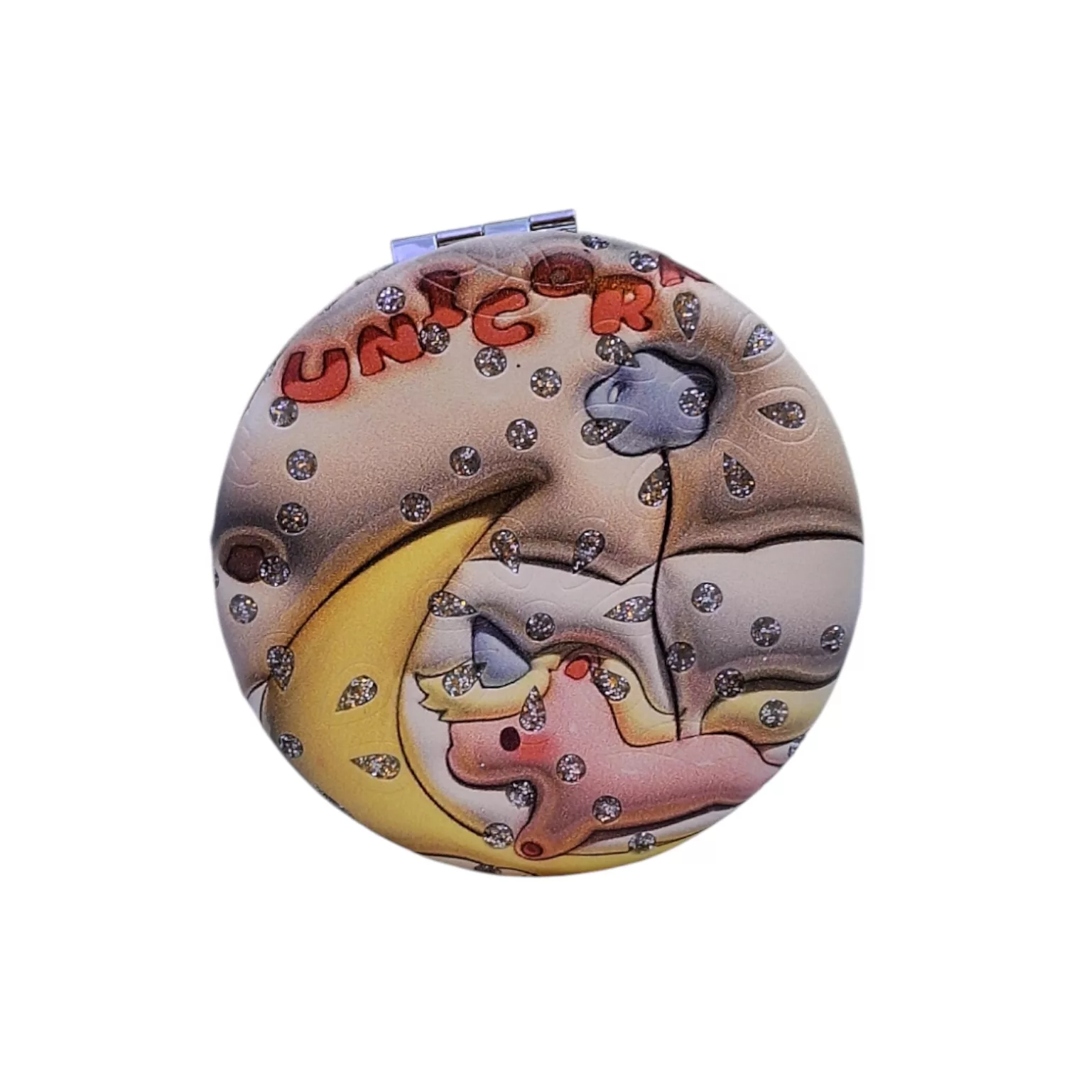 آینه آرایشی تاشو جیبی مدل دوطرفه طرح یونیکورن کد 1001