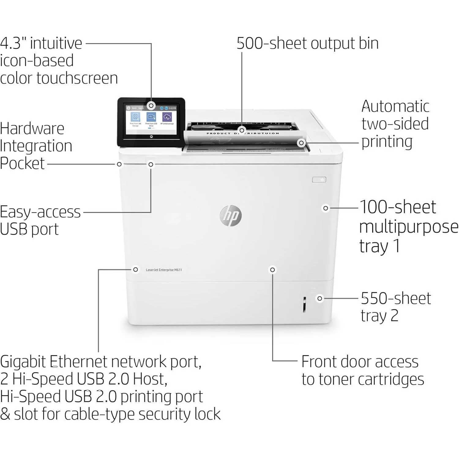 پرینتر لیزری اچ‌پی مدل LaserJet Enterprise M611dn