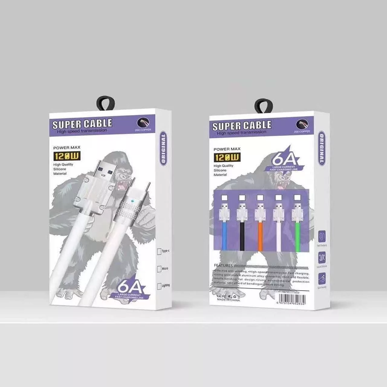 کابل تبدیل  USB به USB-C سوپر فست مدل 120W طول 1.2 متر