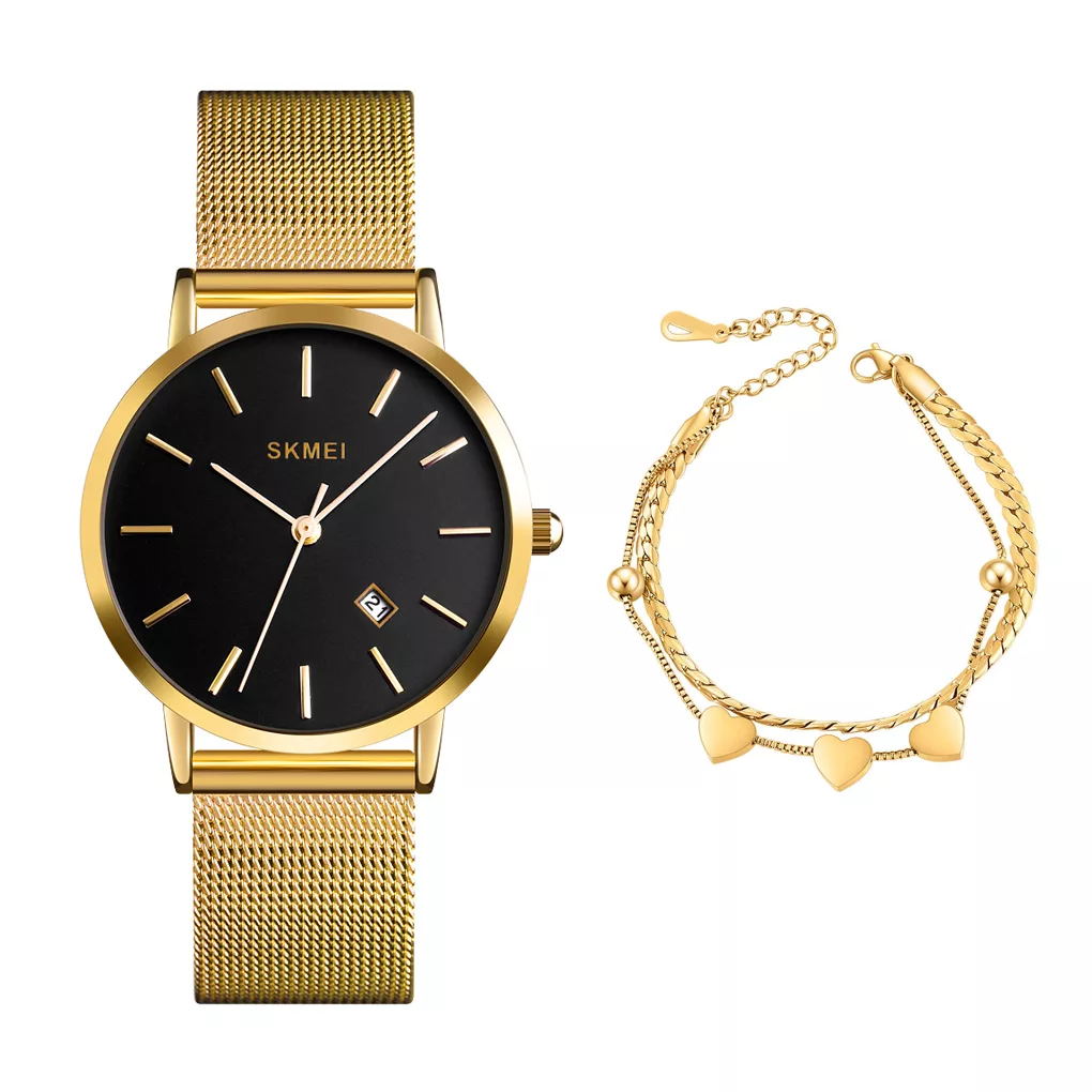 ساعت مچی عقربه‌ای کوارتز زنانه اسکمی مدل 1530GD به همراه دستبند