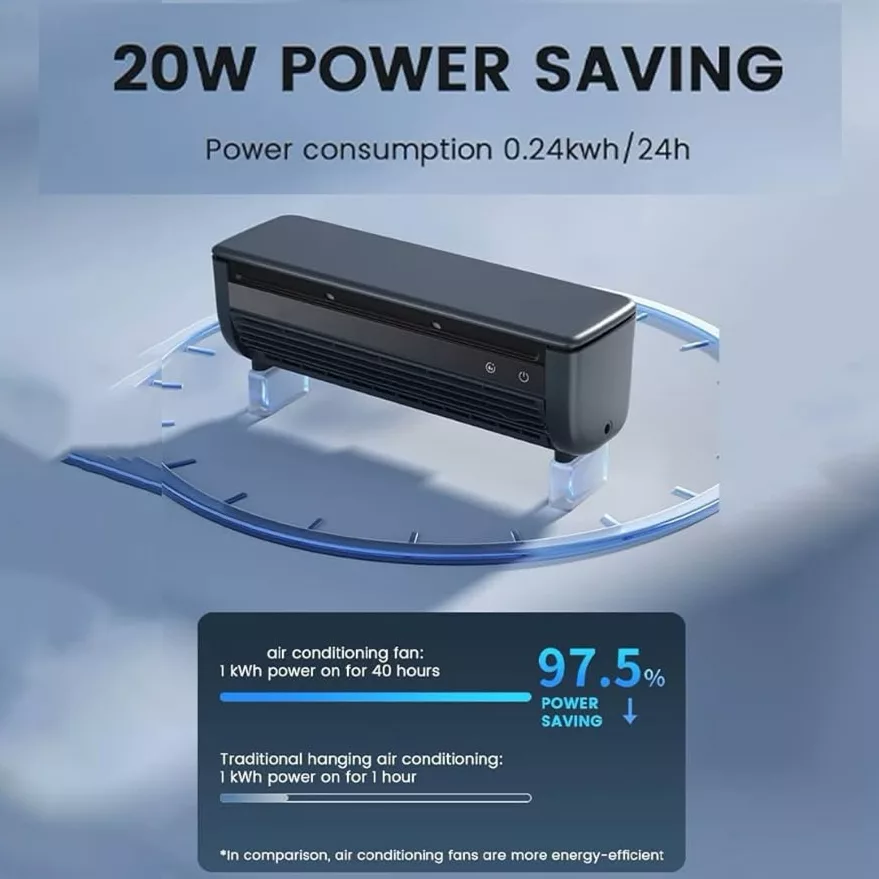 پنکه شارژی ادون مدل E868 با چیپ خنک کننده و باطری ۶۰۰۰ میلی آمپری