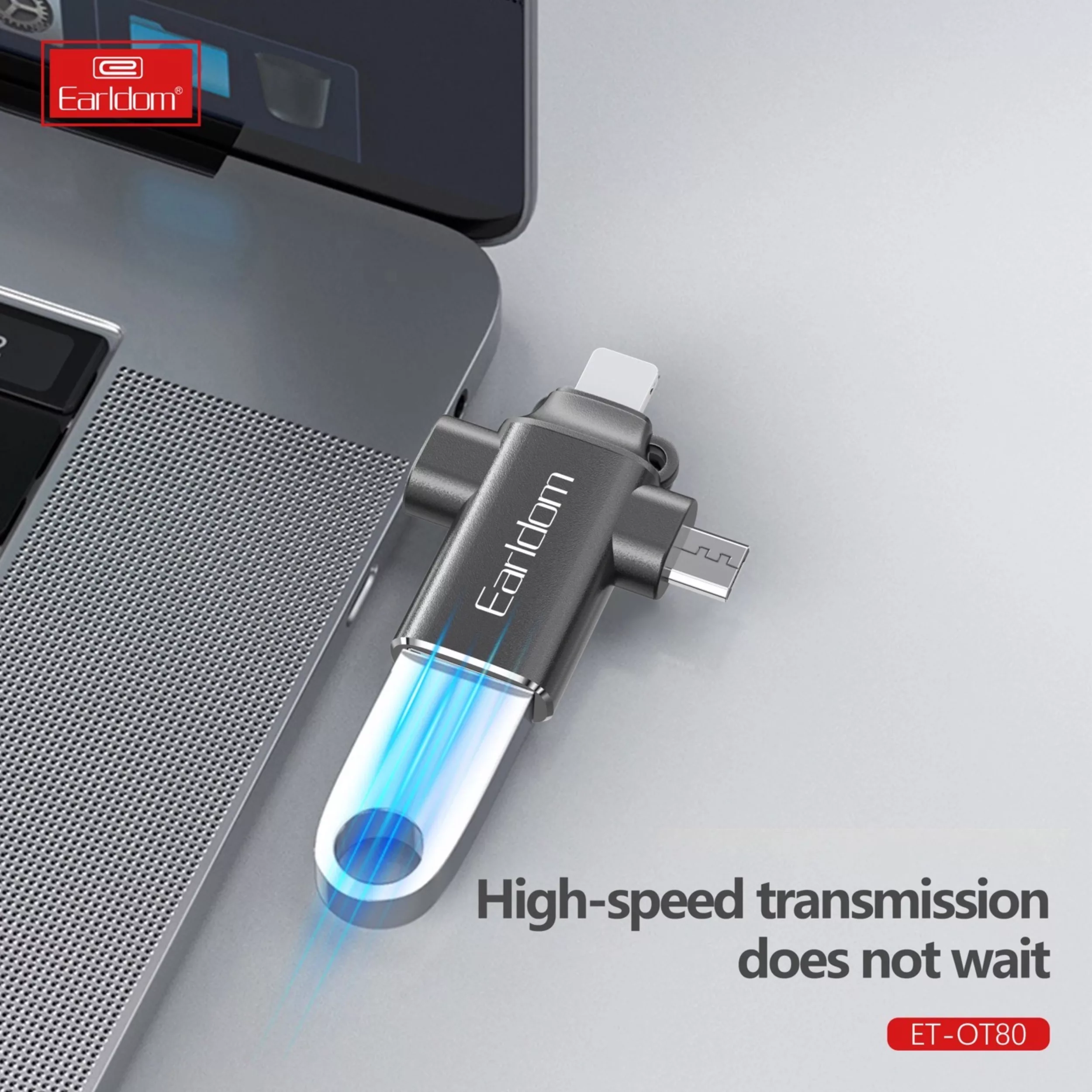 مبدل USB OTG به microUSB / لایتنینگ / USB-C ارلدام مدل ET-OT80