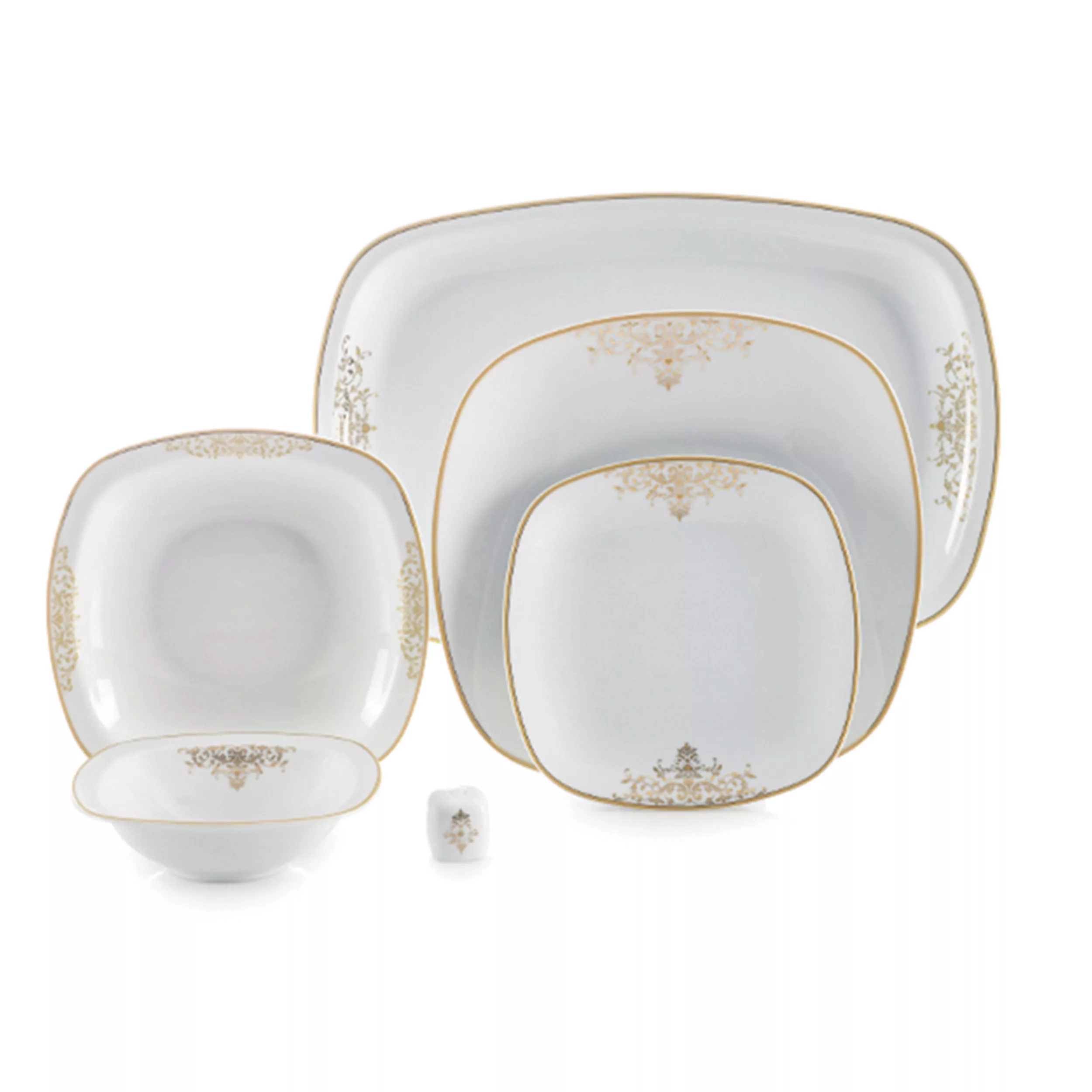 سرویس غذاخوری 27 پارچه چینی زرین ایران سری کواترو مدل مونت کارلو پلاتینی درجه عالی