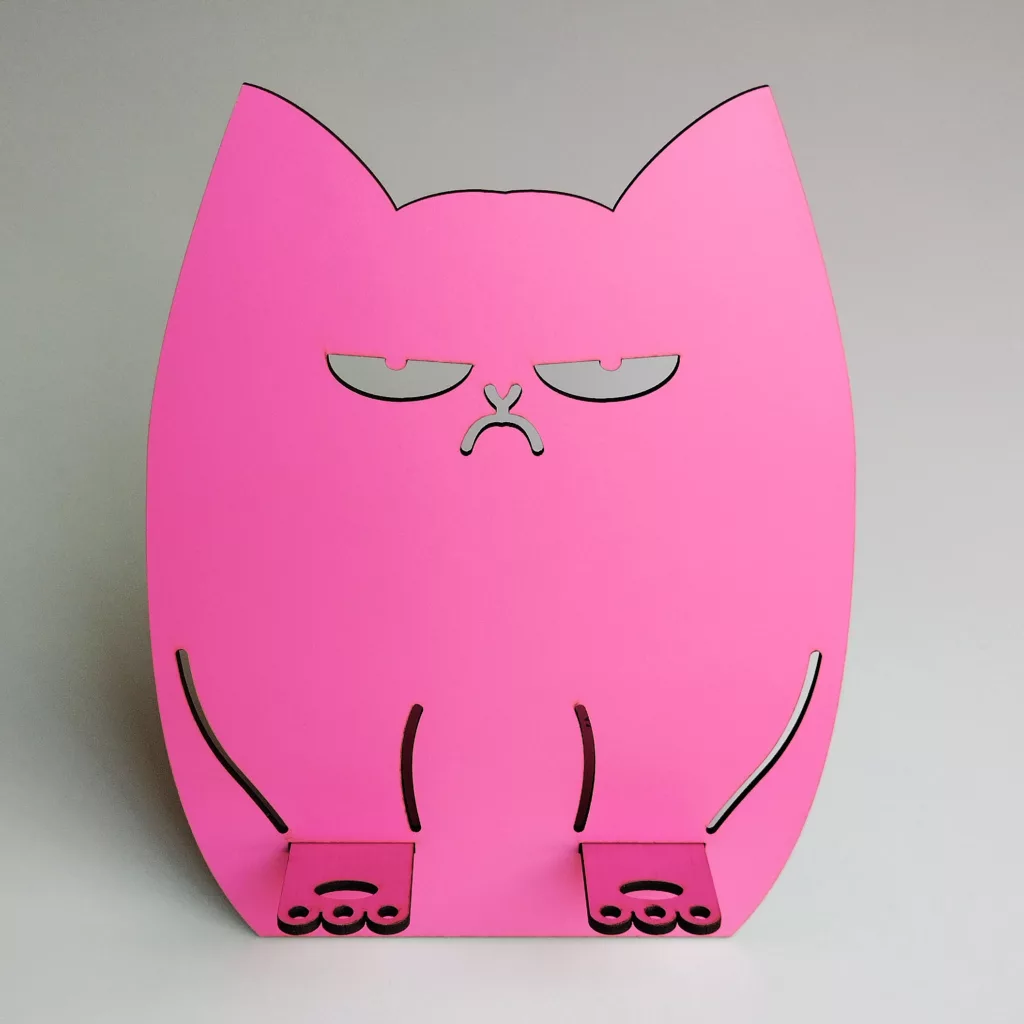 پایه نگهدارنده گوشی موبایل و تبلت مدل گربه چوبی