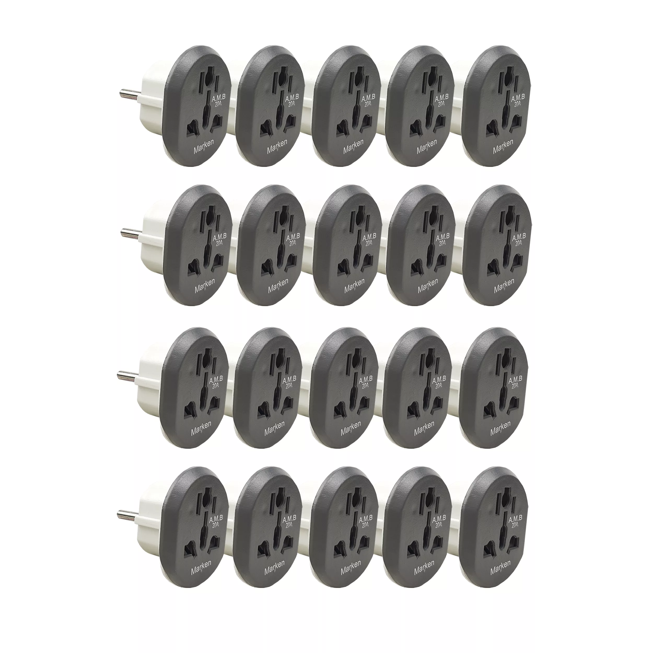 دو شاخه تبدیل برق 3 به 2 مارکن مدل هیرو پاور کد 20A مجموعه 20 عددی دو شاخه تبدیل برق 3 به 2 مارکن مدل هیرو پاور کد 20A مجموعه 20 عددی