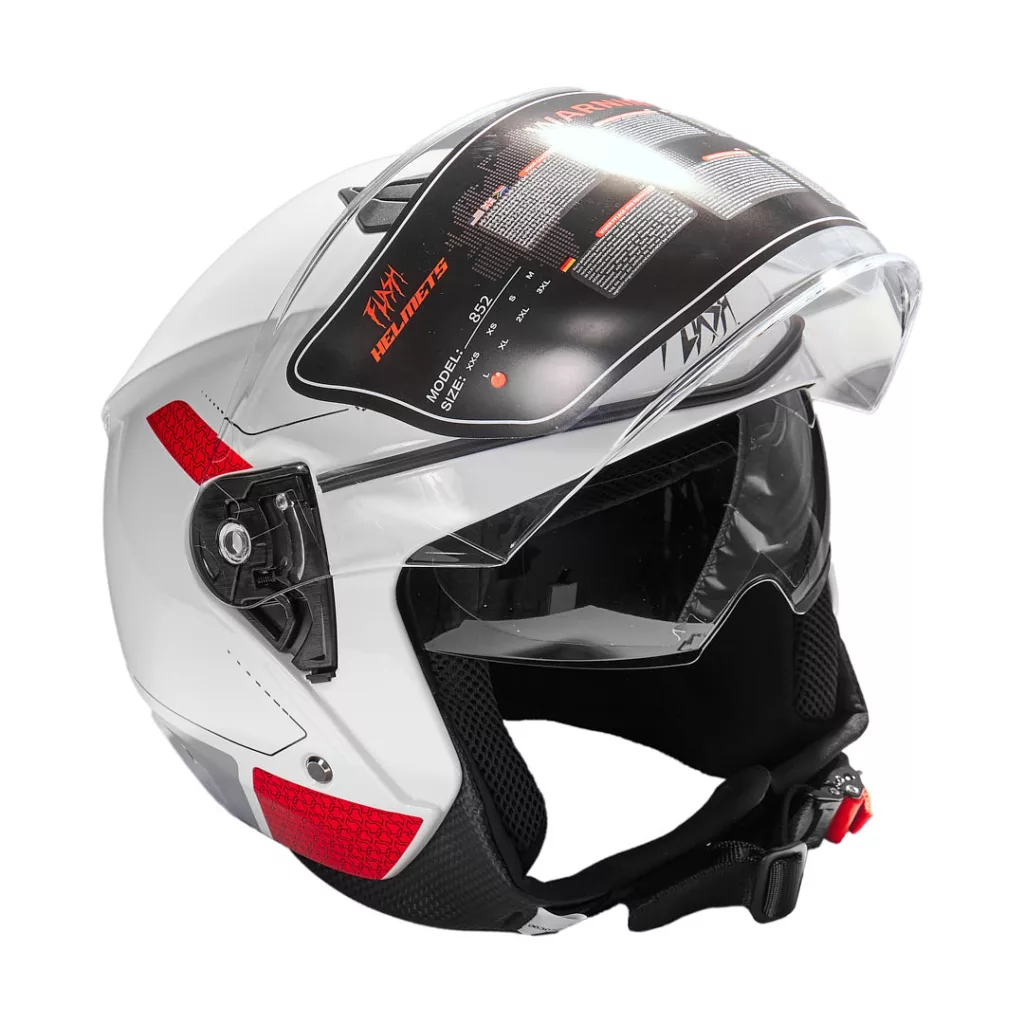 کلاه کاسکت بدون فک فلش مدل 852 glossy red-white