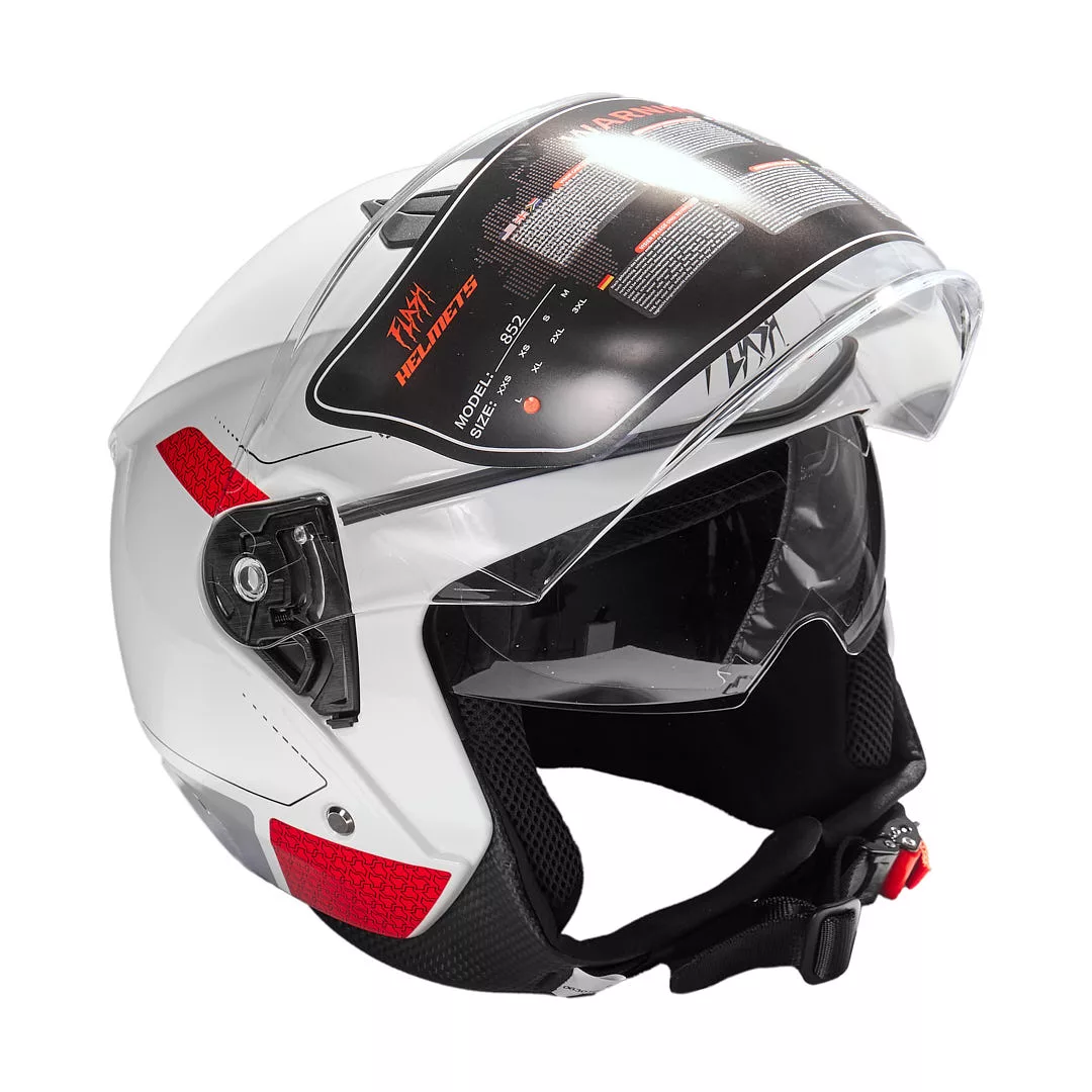 کلاه کاسکت بدون فک فلش مدل 852 glossy red-white