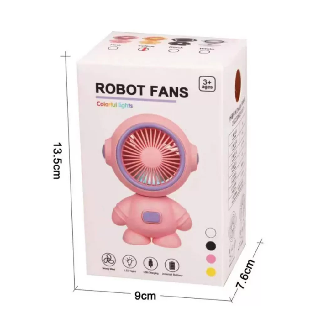 پنکه شارژی مدل ربات ظرفیت ۳۸۰ میلی آمپر ساعت