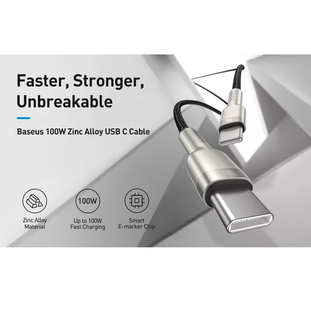 کابل تبدیل USB-C باسئوس مدل Cafule Series Metal Data Cable (100W) طول 1 متر
