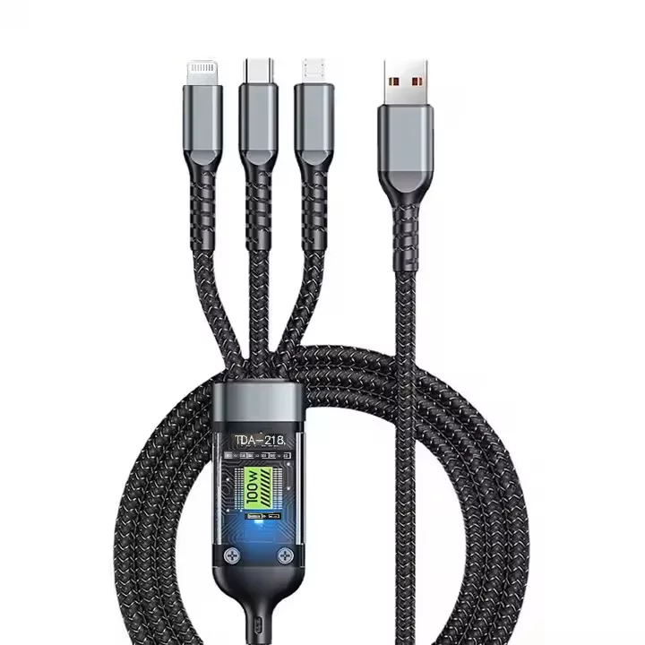کابل تبدیل USB به micro USB/لایتنینگ/USB-C مدلTDA-218 طول 1.2 متر