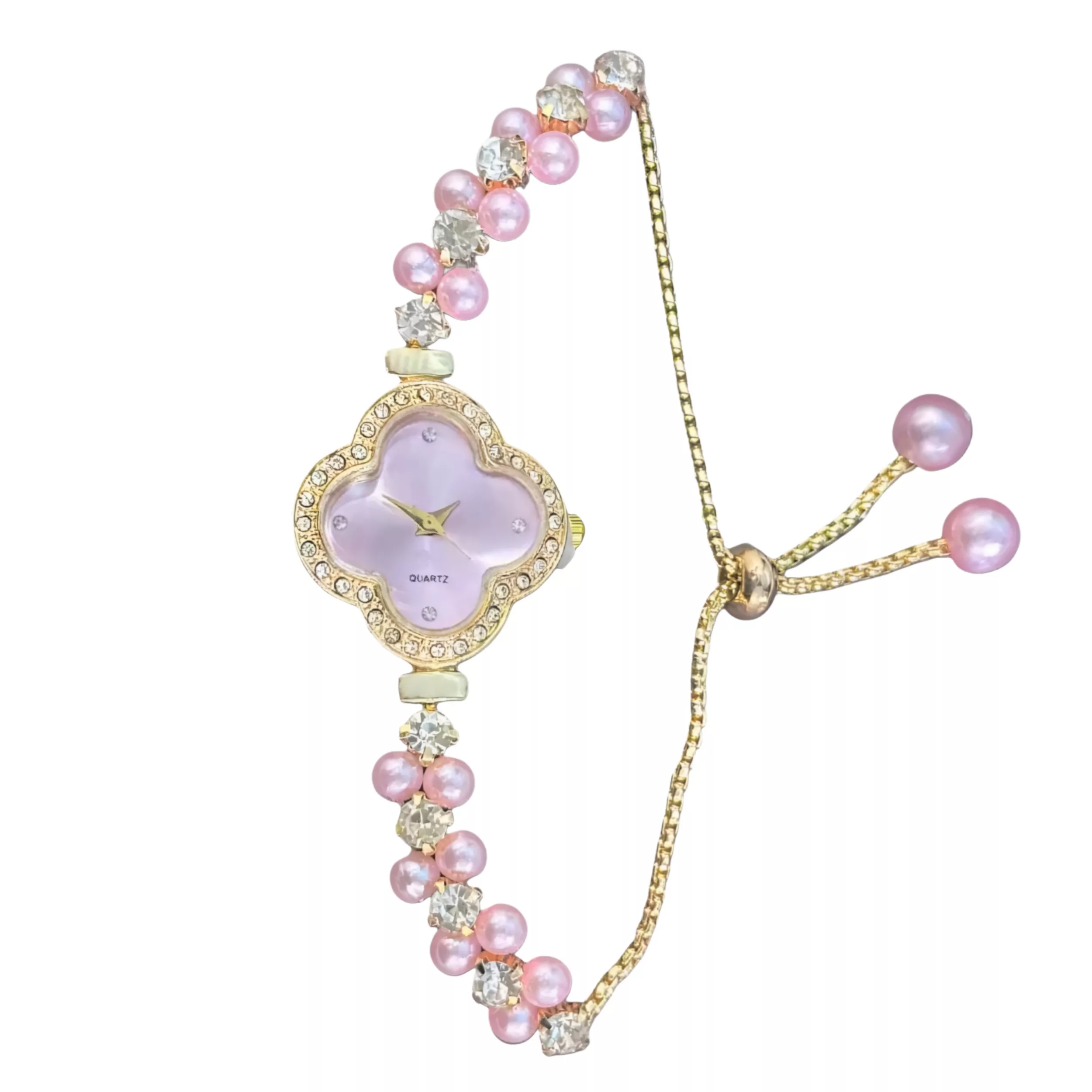 ساعت مچی عقربه‌ای کوارتز زنانه مدل لوکس قفل کرواتی بند مرواریدی کد ۶