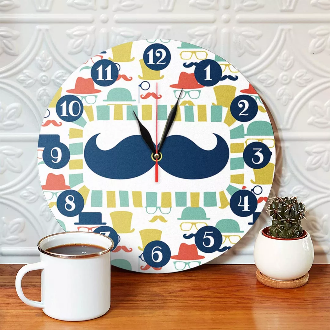 ساعت دیواری طرح سبیل و کلاه و عینک کد 1193