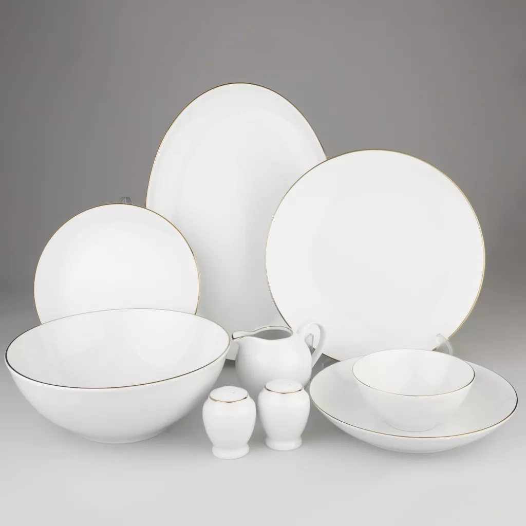 سرویس غذا خوری 30 پارچه شرکت صنایع چینی تقدیس مدل خط طلا کلاسیک