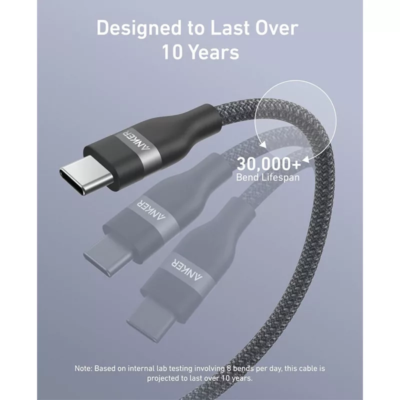کابل تبدیل USB-C به USB-C انکر مدل A82E2 طول 1.8 متر با توان 240 وات