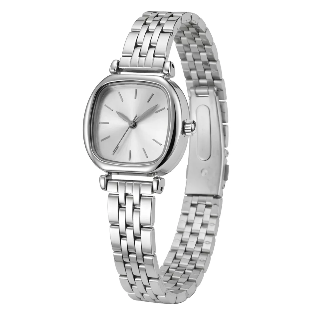 ساعت مچی عقربه‌ای کوارتز زنانه مدل کلاسیک مینیمال بند طرح بافت کد ۲