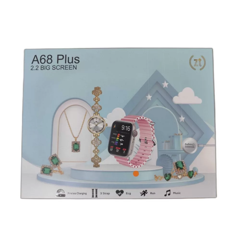 ساعت هوشمند 2.2 اینچی مدل A68 Plus با بند سیلیکونی