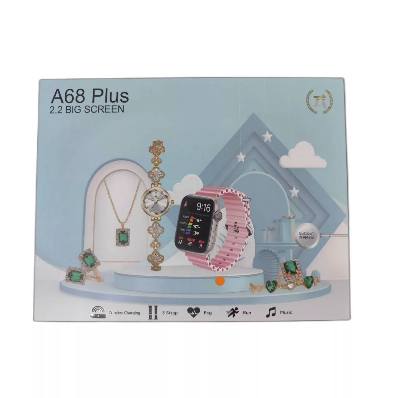 ساعت هوشمند 2.2 اینچی مدل A68 Plus با بند سیلیکونی