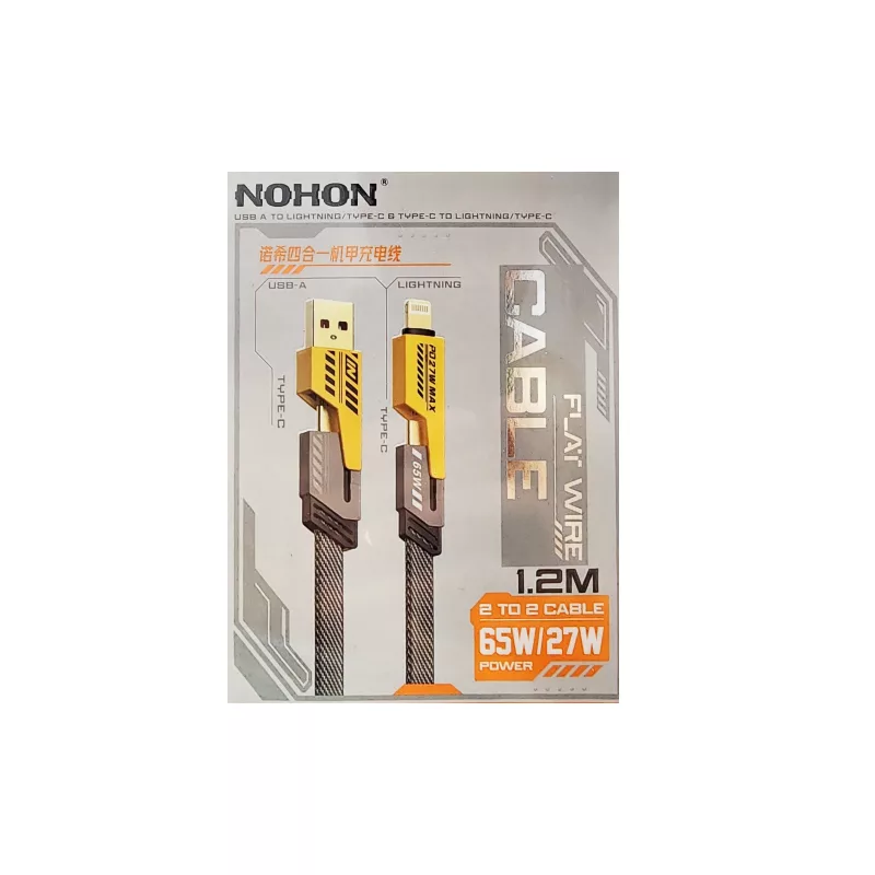 کابل تبدیل USB/USB-C به لایتنینگ/USB-C نوهان مدل NX-JJ0401 طول 1.2 متر