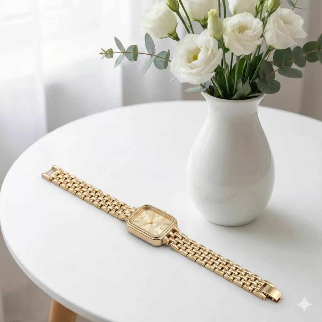 ساعت مچی عقربه‌ای کوارتز زنانه مدل لوکس مینیمال بند دستبندی کد ۴