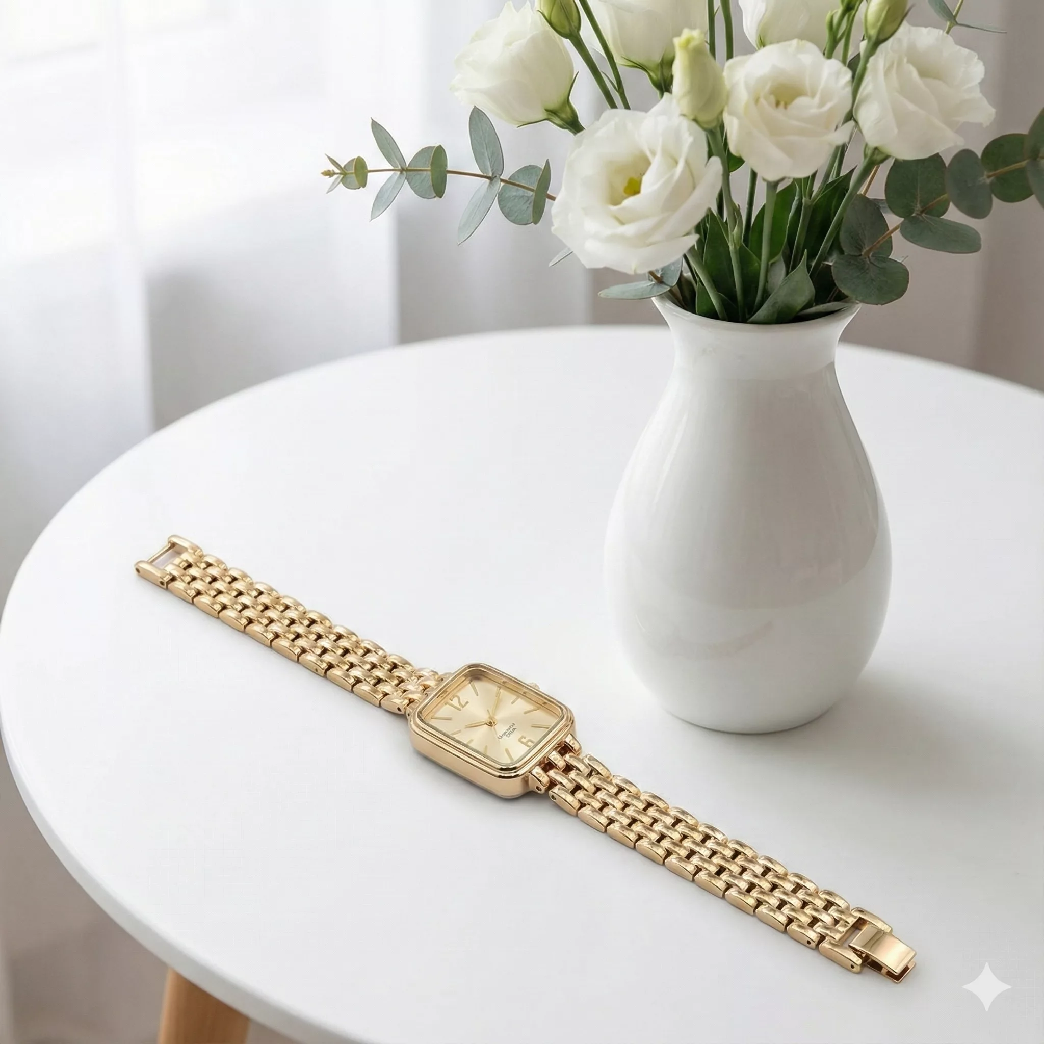 ساعت مچی عقربه‌ای کوارتز زنانه مدل لوکس مینیمال بند دستبندی کد ۴