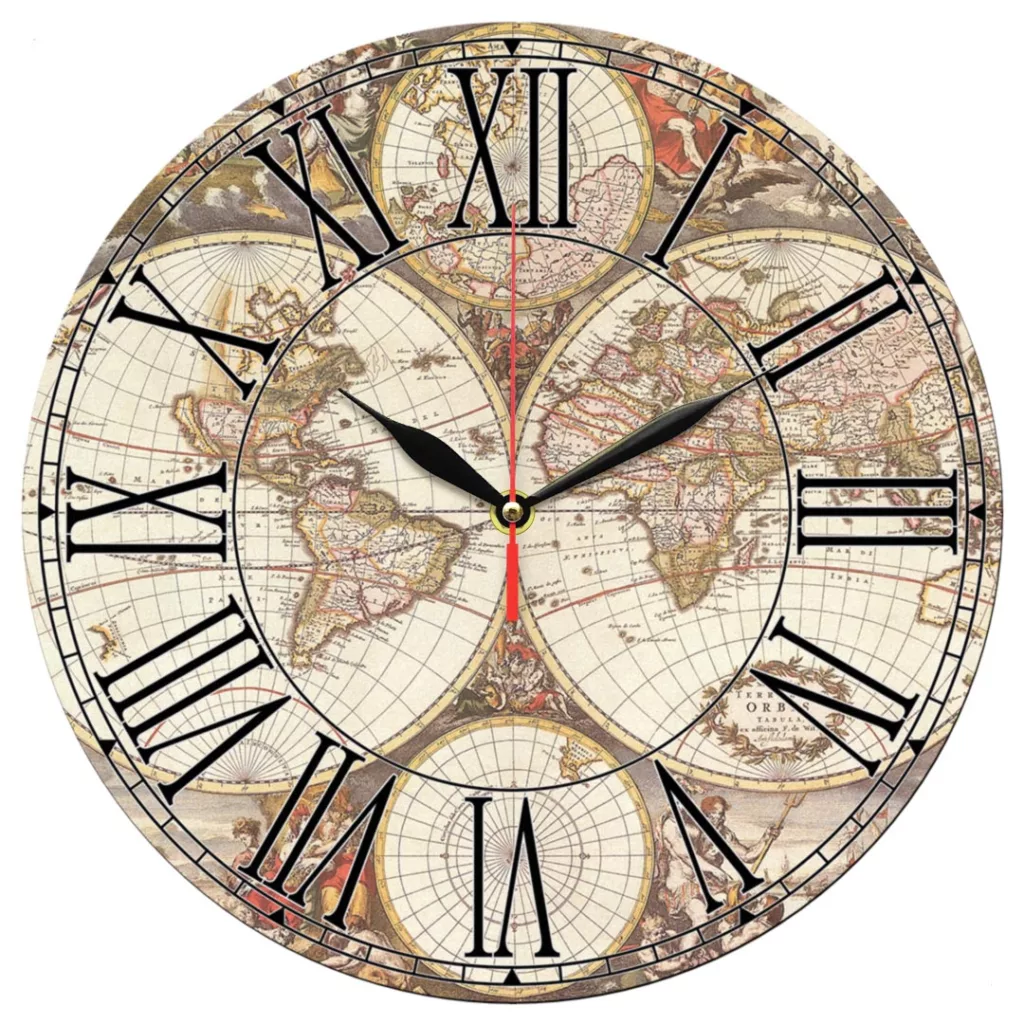 ساعت دیواری طرح نقشه قدیمی جهان کد 1324