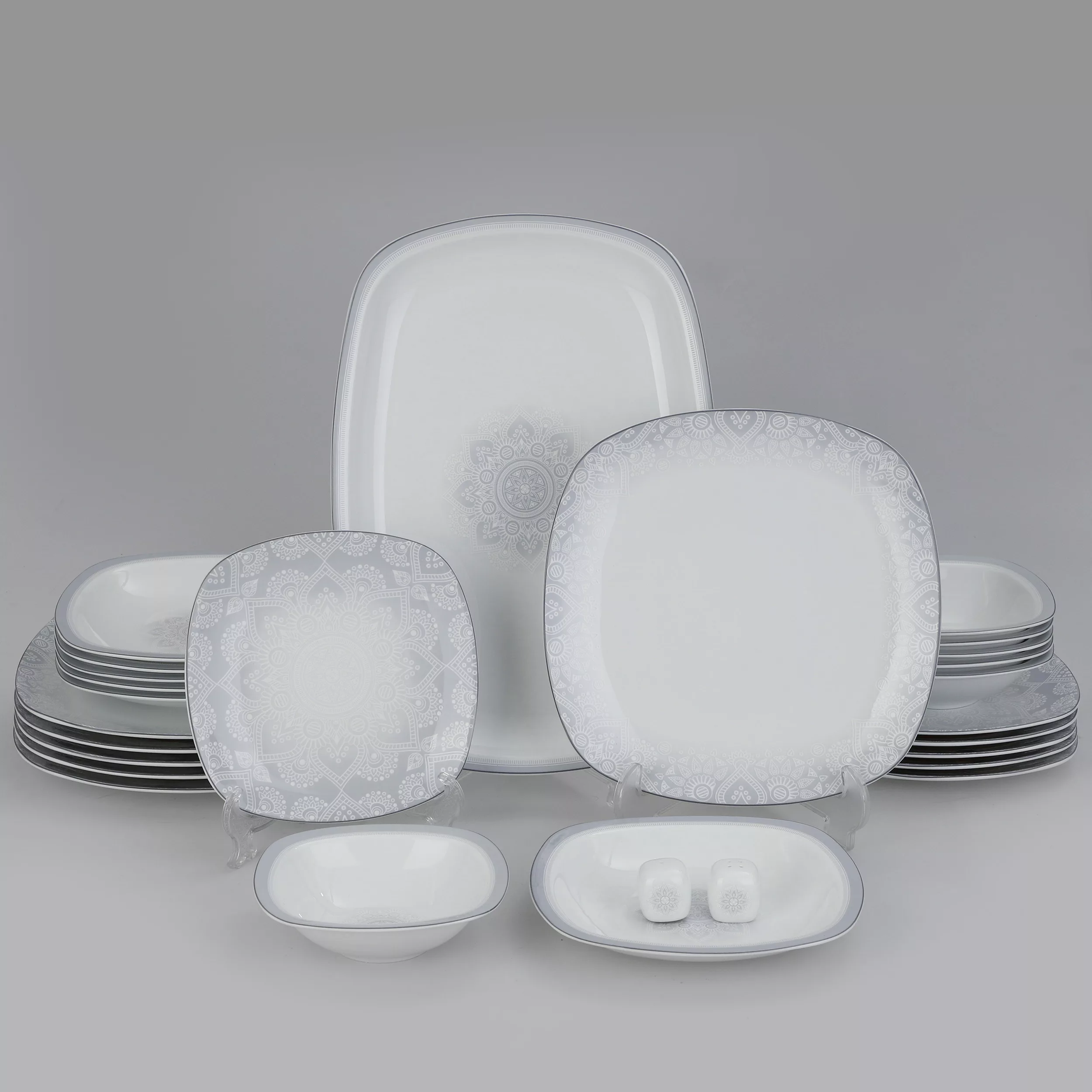 سرویس غذاخوری 27 پارچه چینی زرین ایران سری کواترو مدل ادلین درجه عالی