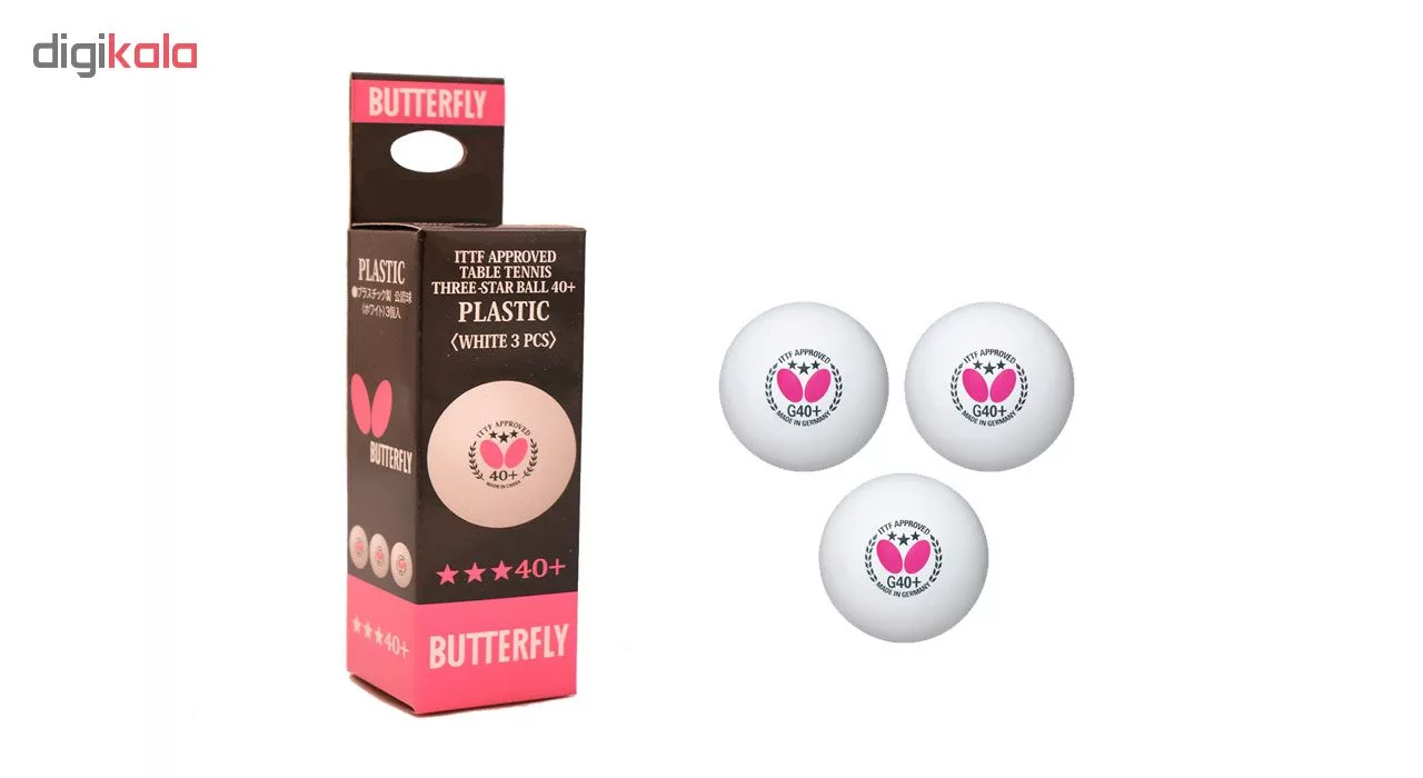 توپ پینگ پنگ باترفلای مدل 3 ستاره بسته بندی 3 عددی