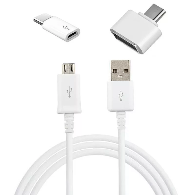 کابل تبدیل USB به microUSB مدل EP-DG925UWE طول 1.2 متر به همراه مبدل OTG microUSB و microUSB به USB-C
