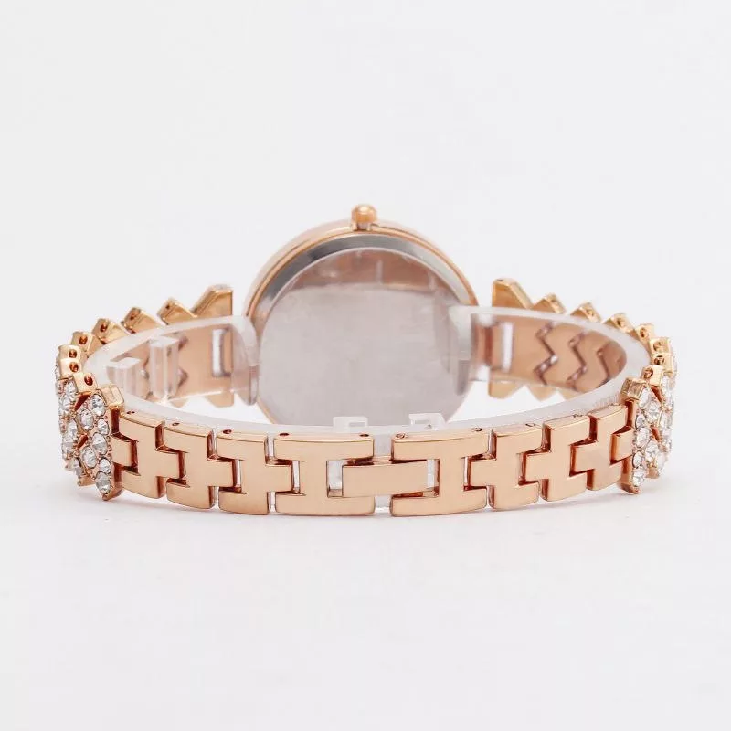 ساعت مچی عقربه ای زنانه مدل دور شنی بند نگینی فول استون 3