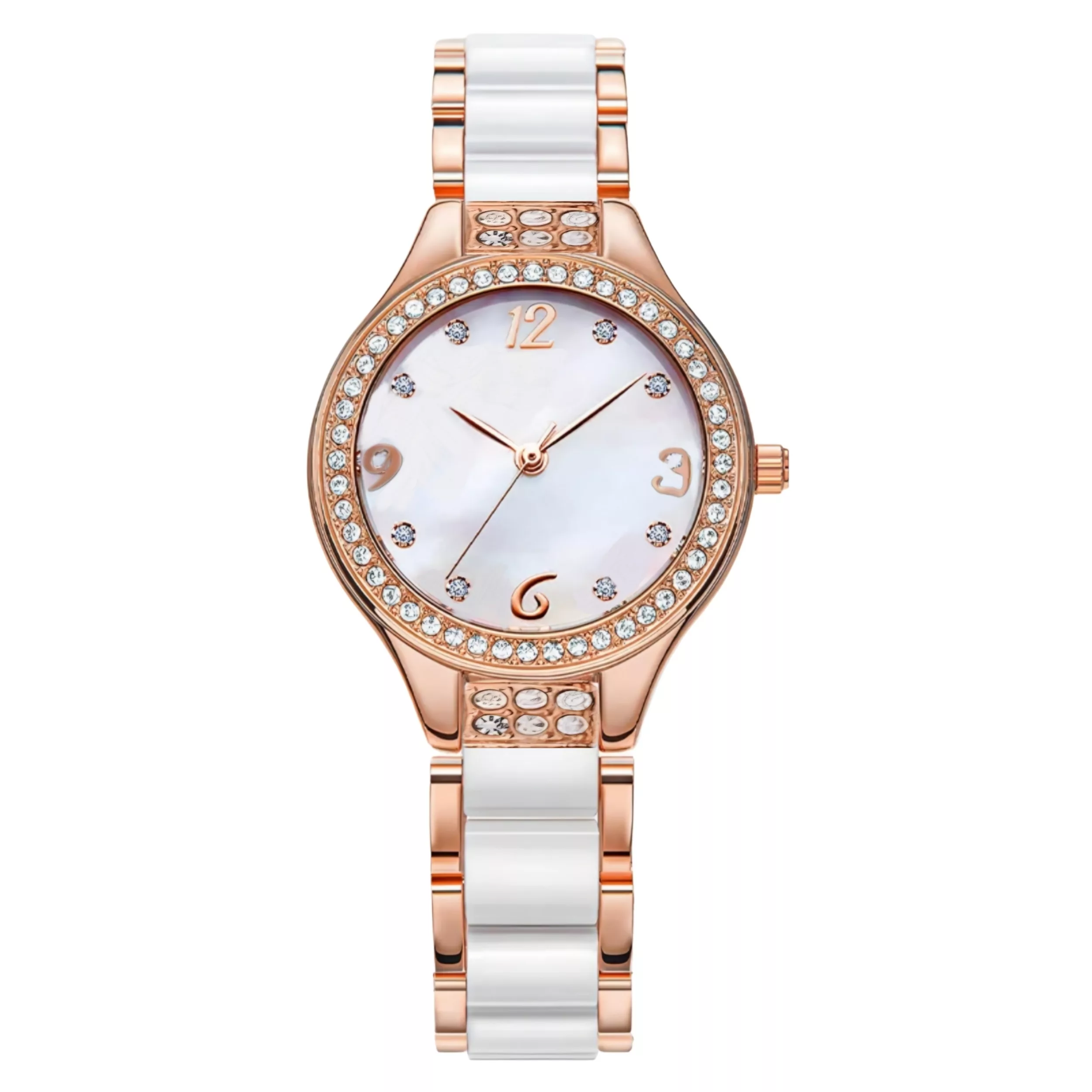 ساعت مچی عقربه‌ای کوارتز زنانه مدل دستبندی طرح سرامیک کد ۱