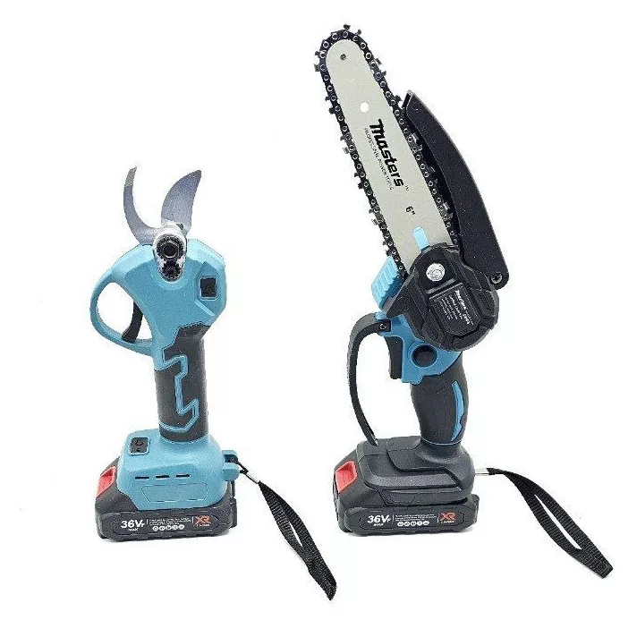 کیت اره زنجیری شارژی و قیچی شارژی مستر مدل 36V مجموعه دو عددی