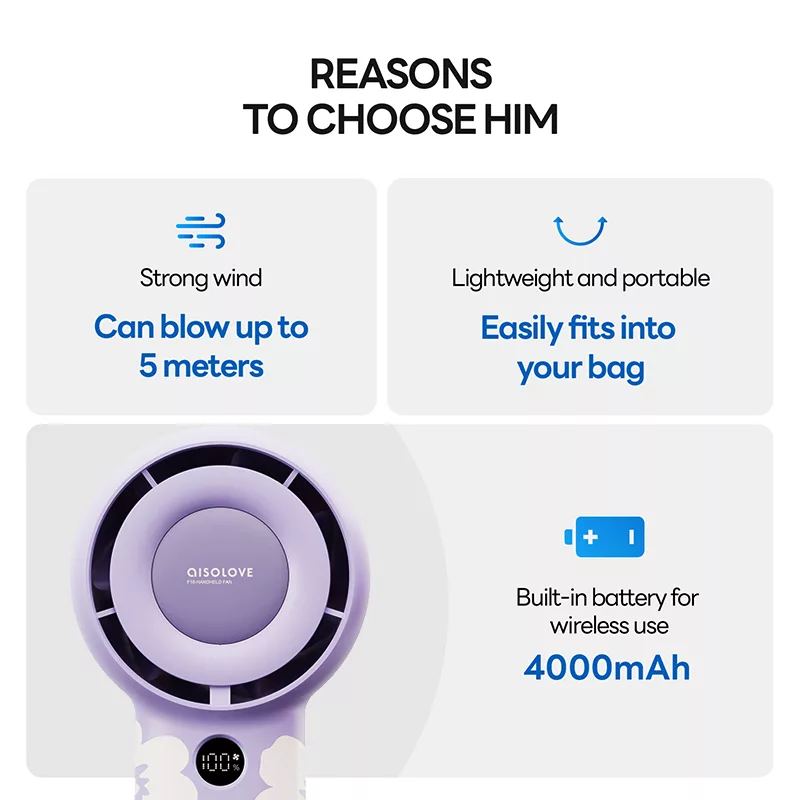 پنکه شارژی ای آی سو لاو مدل F16 Purple Flower