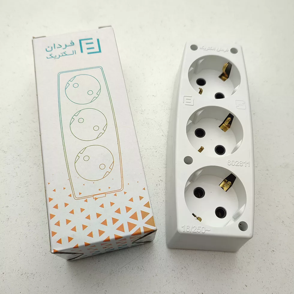 چندراهی برق فردان الکتریک مدل ارت دار سه خانه