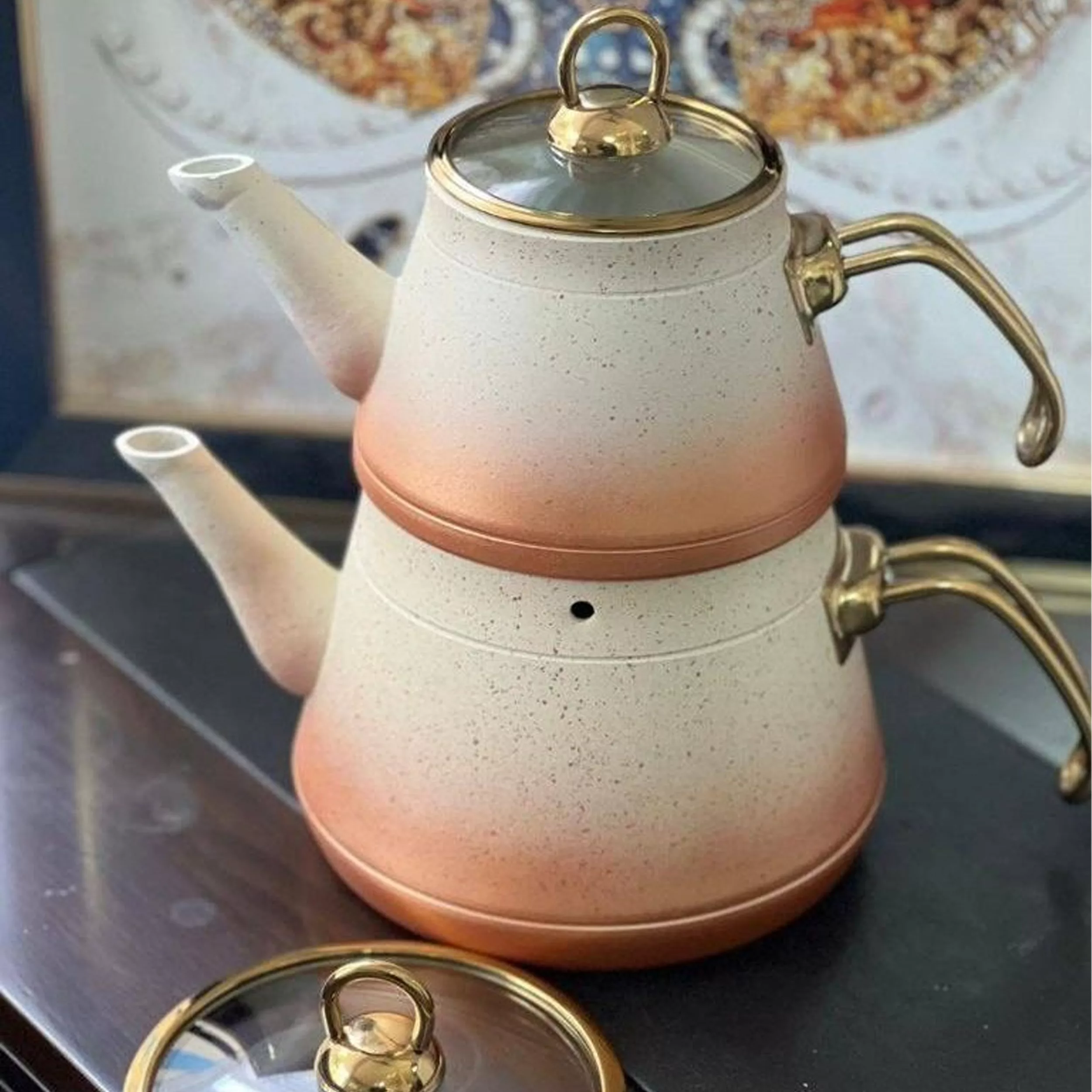 ست کتری و قوری شاهین مدل ARJIN گنجایش کتری 2 لیتر گنجایش قوری 1 لیتر