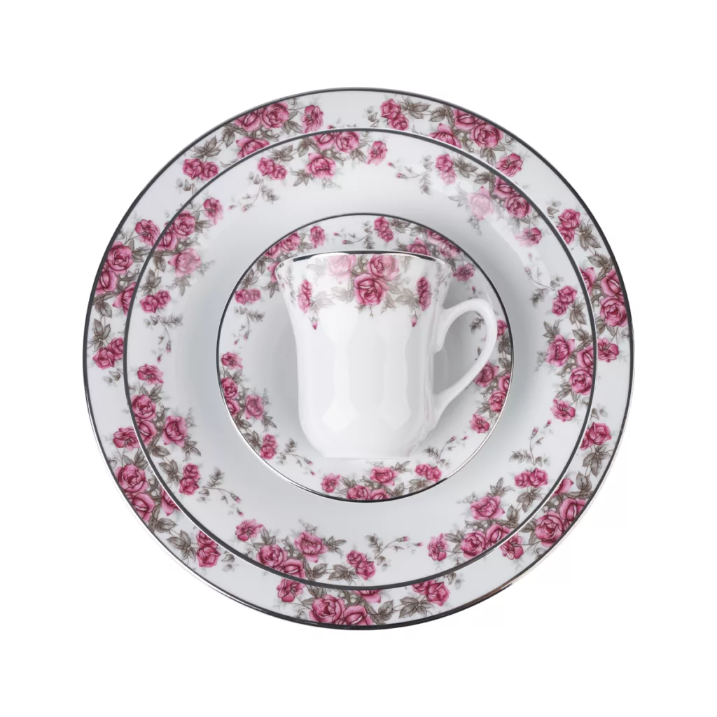 سرویس غذاخوری 108 پارچه 12 نفره چینی زرین ایران مدل شهرزاد آران درجه یک