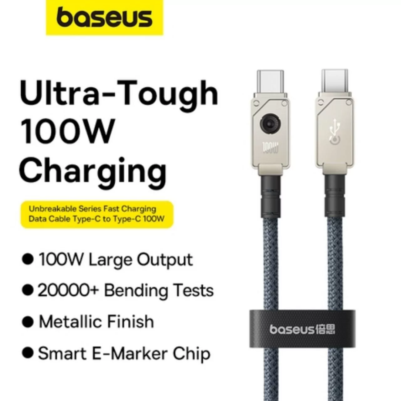 کابل USB-C بیسوس مدل Aramid Fiber Braiding 100W طول 1 متر