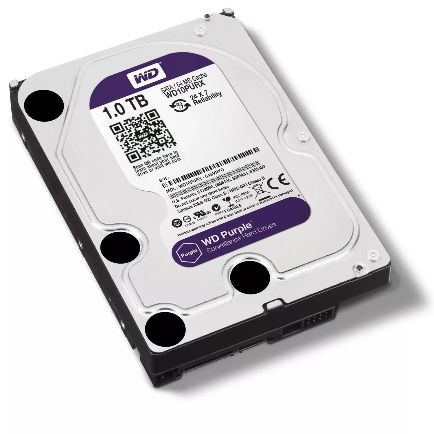 هارددیسک اینترنال وسترن دیجیتال مدل Purple WD10PURX ظرفیت 1 ترابایت