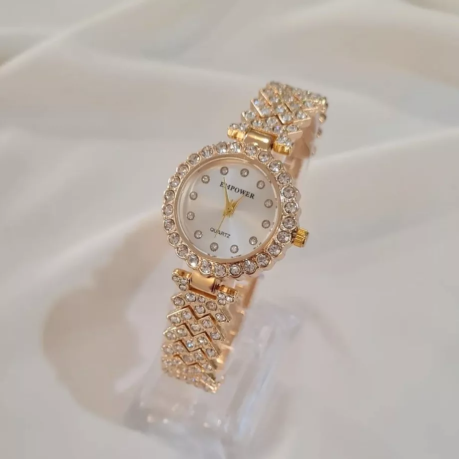 ساعت مچی عقربه ای زنانه امپاور مدل فول نگین استون دستبندی