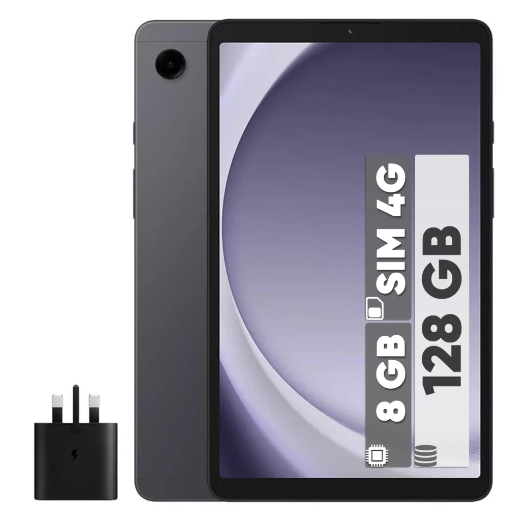 تبلت 8.7 اینچ سامسونگ مدل Galaxy Tab A9 4G ظرفیت 128 گیگابایت و رم 8 گیگابایت همراه با شارژر