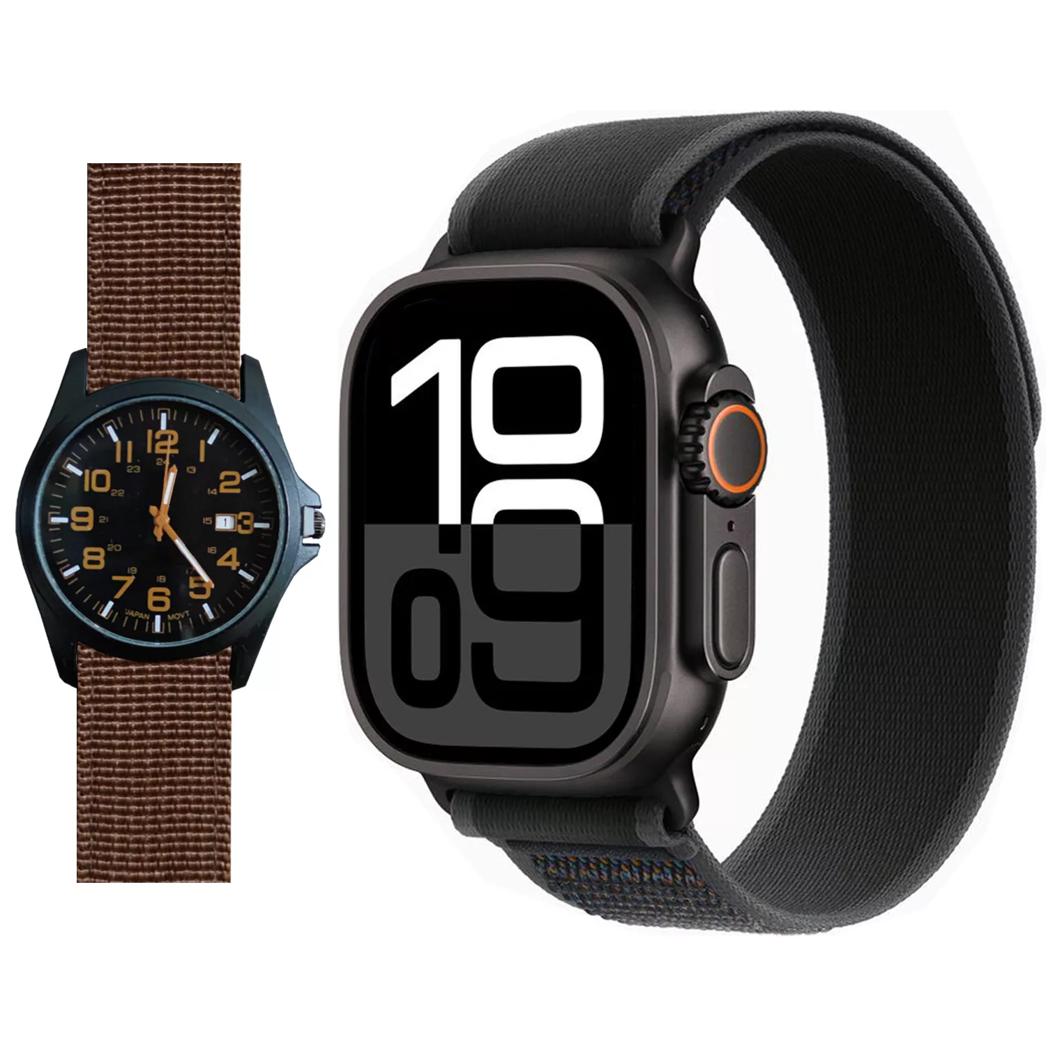 ساعت هوشمند 2.02 اینچی ویکتوری مدل HX9 ULTRA 2 با بند پارچه ای به همراه ساعت مچی ساعت هوشمند 2.02 اینچی ویکتوری مدل HX9 ULTRA 2 با بند پارچه ای به همراه ساعت مچی