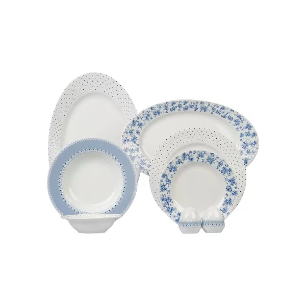 سرویس غذاخوری 28 پارچه 6 نفر چینی زرین ایران مدل ایتالیا اف نیلوانا درجه یک