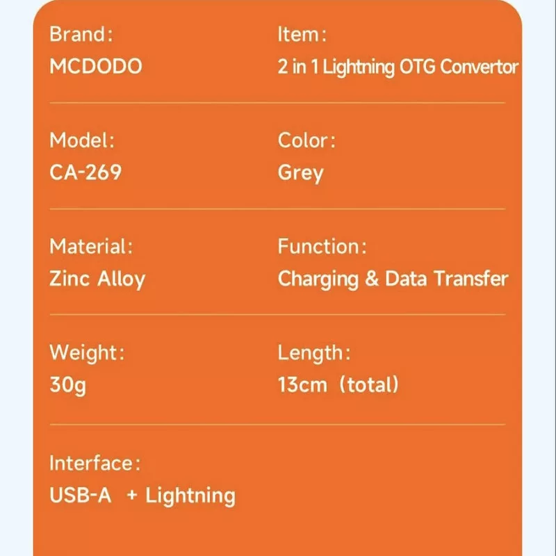 مبدل لایتنینگ به USB OTG/لایتنینگ مک دودو مدل CA-2690