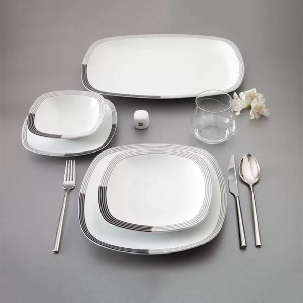 سرویس غذاخوری 27 پارچه 6 نفره چینی زرین ایران مدل  وگاس اوریت درجه 3