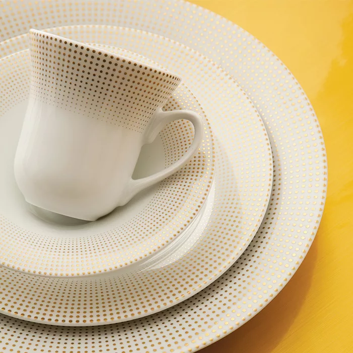 سرویس غذاخوری چینی والندورفر 108 پارچه مدل شهرزاد مریدین طلائی A+