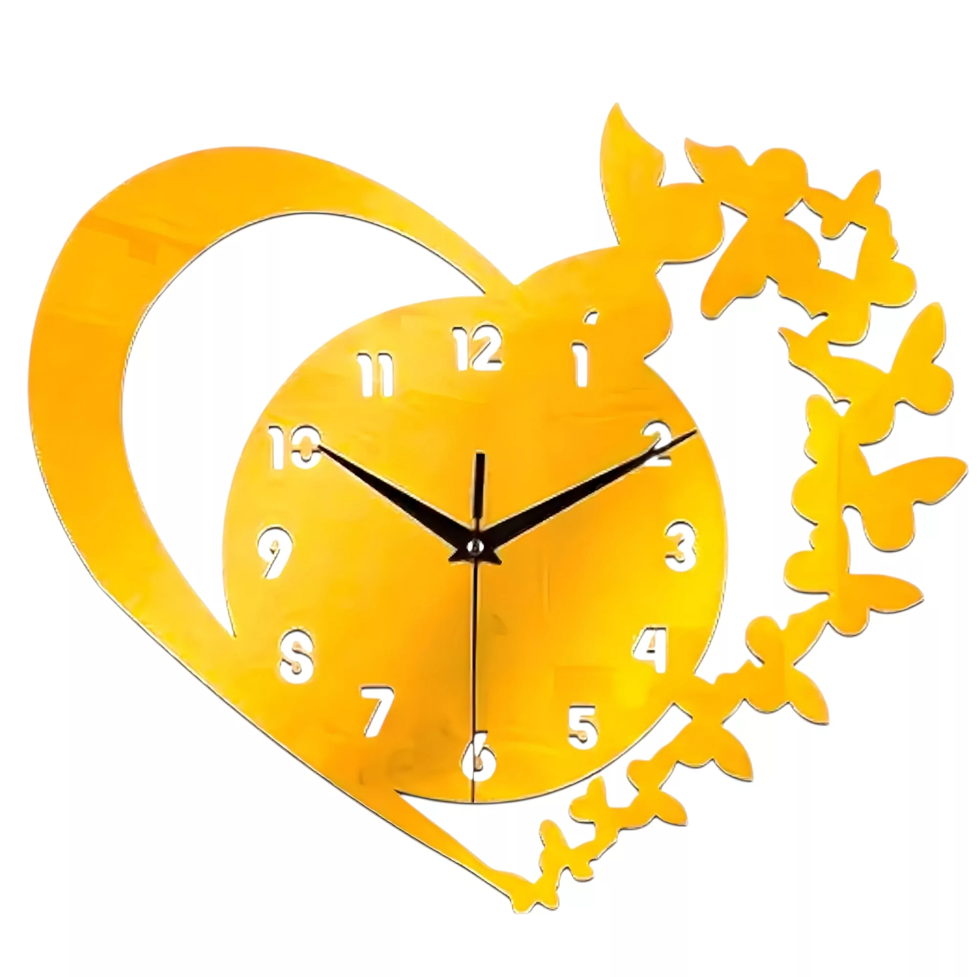 ساعت دیواری کوارتز طرح قلب ‌و پروانه 2