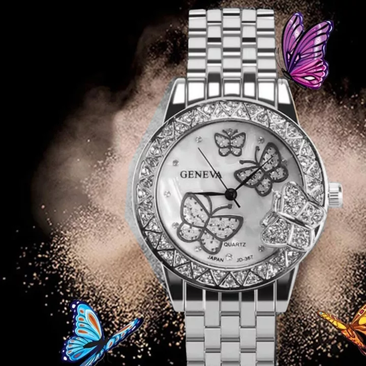 ساعت مچی عقربه ای زنانه مدل پروانه لوکس کد LOX-N1