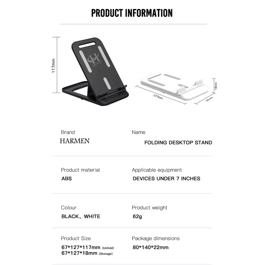 پایه نگهدارنده گوشی موبایل و تبلت هارمن مدل FOLDING DESKTOP STAND